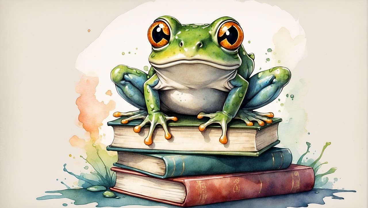ai generated, frog, books-8411080.jpg